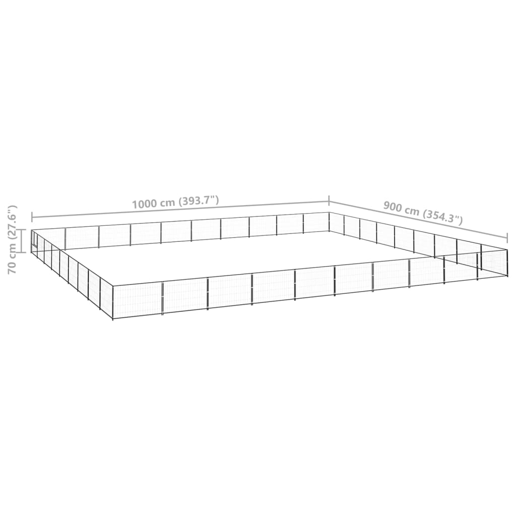 Padoc pentru câini, negru, 90 m², oțel