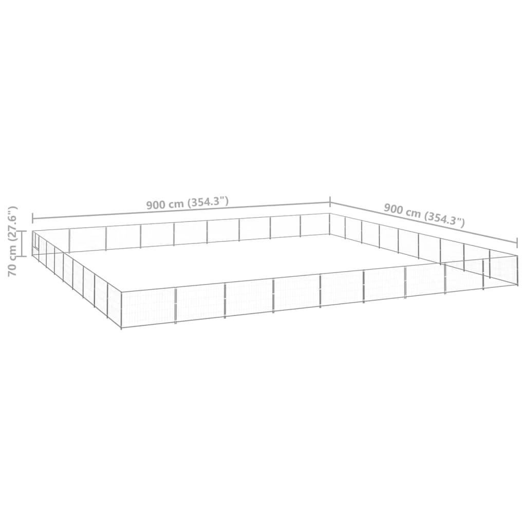 Padoc pentru câini, argintiu, 81 m², oțel