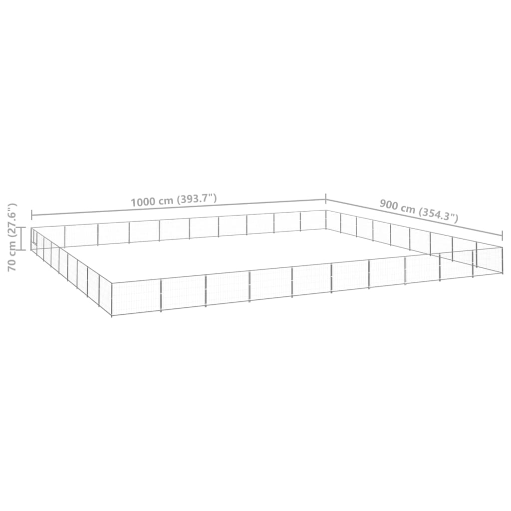 Padoc pentru câini, argintiu, 90 m², oțel