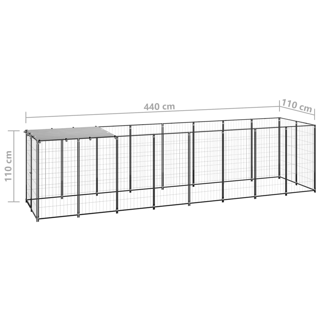 Padoc pentru câini, negru, 4,84 m², oțel