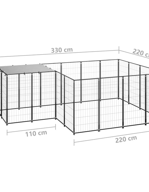 Încărcați imaginea în vizualizatorul Galerie, Padoc pentru câini, negru, 6,05 m², oțel
