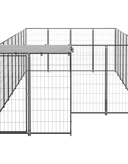 Загрузите изображение в средство просмотра галереи, Padoc pentru câini, negru, 10,89 m², oțel
