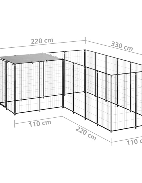 Încărcați imaginea în vizualizatorul Galerie, Padoc pentru câini, negru, 4,84 m², oțel
