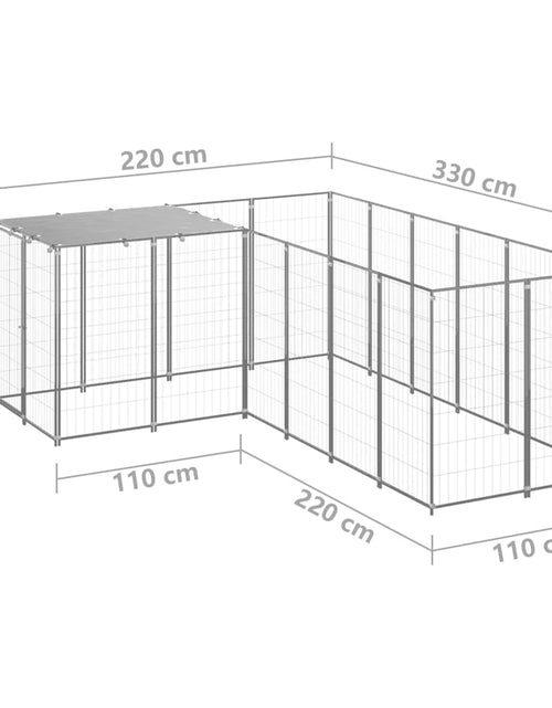 Încărcați imaginea în vizualizatorul Galerie, Padoc pentru câini, argintiu, 4,84 m², oțel
