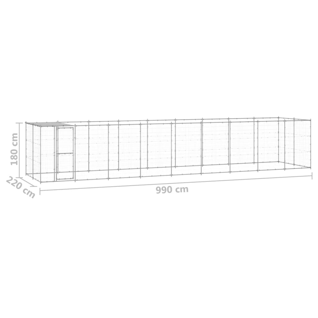 Padoc câini de exterior cu acoperiș, 21,78 m², oțel galvanizat