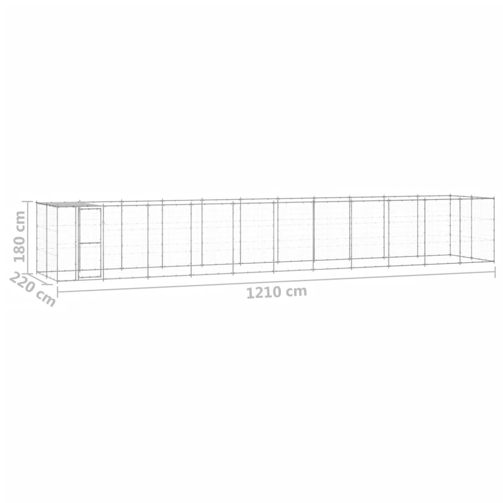 Padoc câini de exterior cu acoperiș, 26,62 m², oțel galvanizat