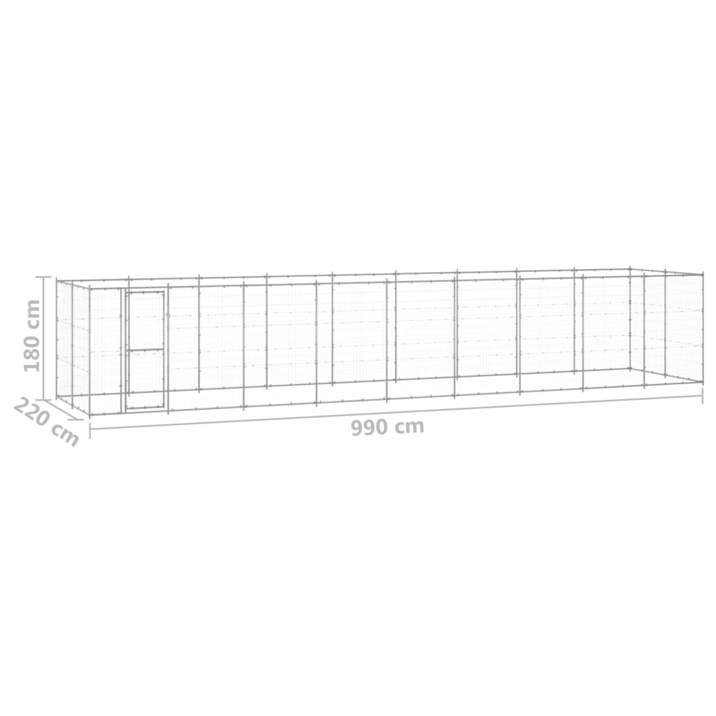 Padoc pentru câini de exterior, 21,78 m², oțel galvanizat