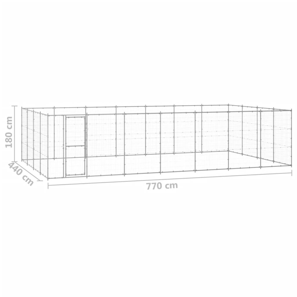 Padoc pentru câini de exterior, 33,88 m², oțel galvanizat