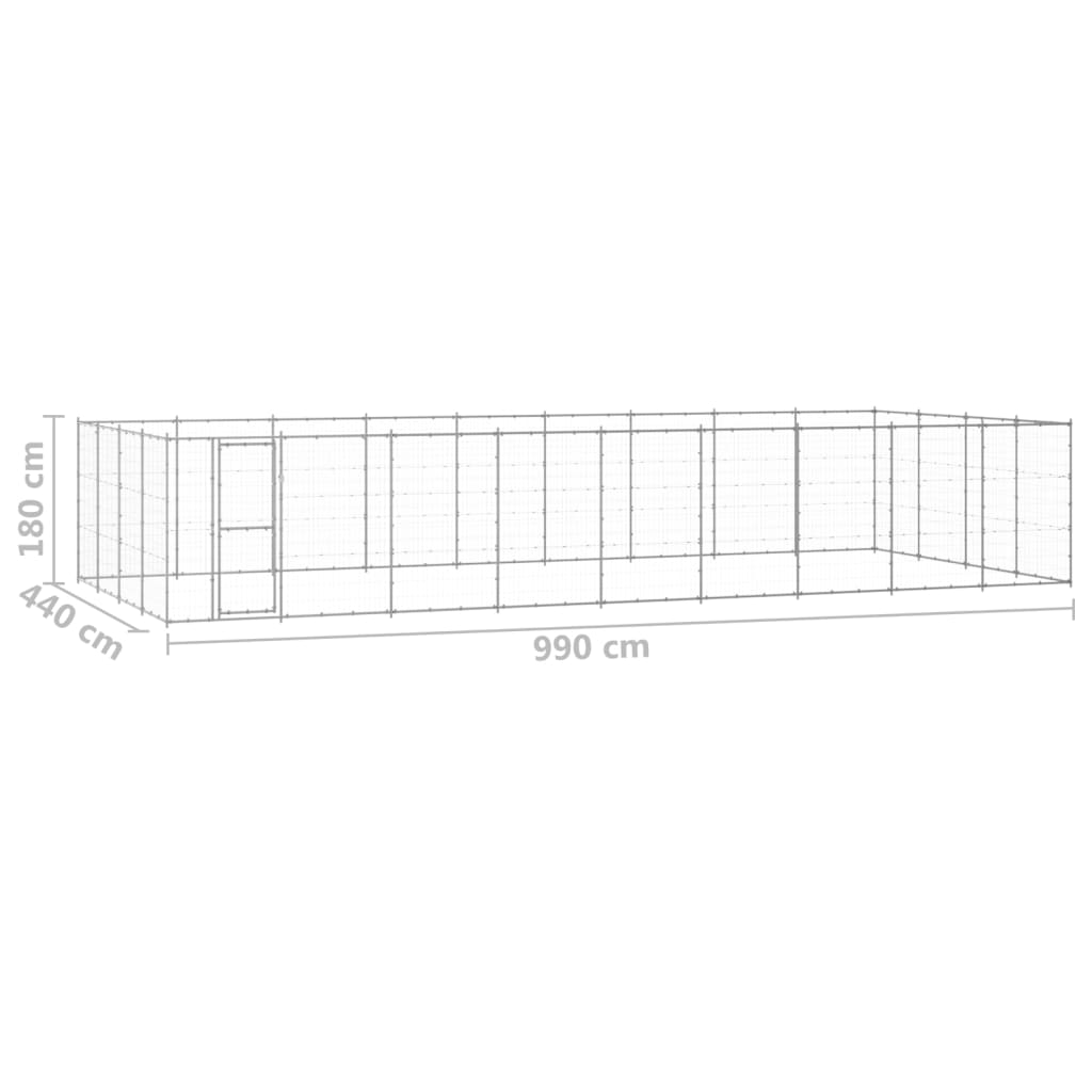 Padoc pentru câini de exterior, 43,56 m², oțel galvanizat