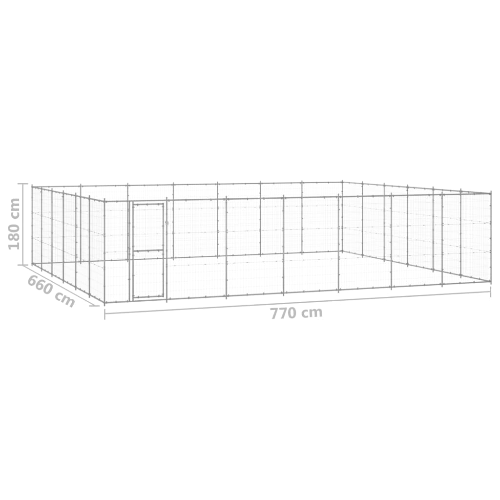 Padoc pentru câini de exterior, 50,82 m², oțel galvanizat