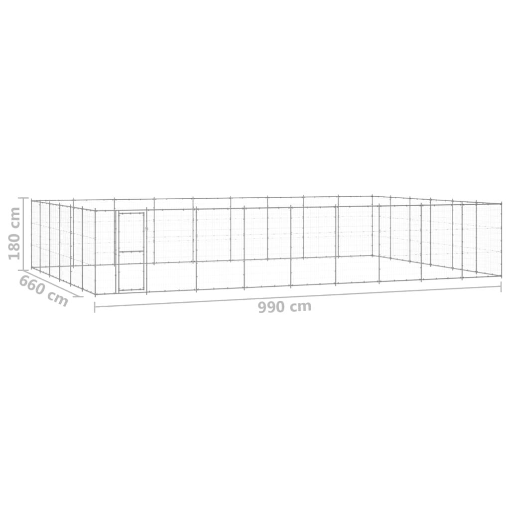 Padoc pentru câini de exterior, 65,34 m², oțel galvanizat