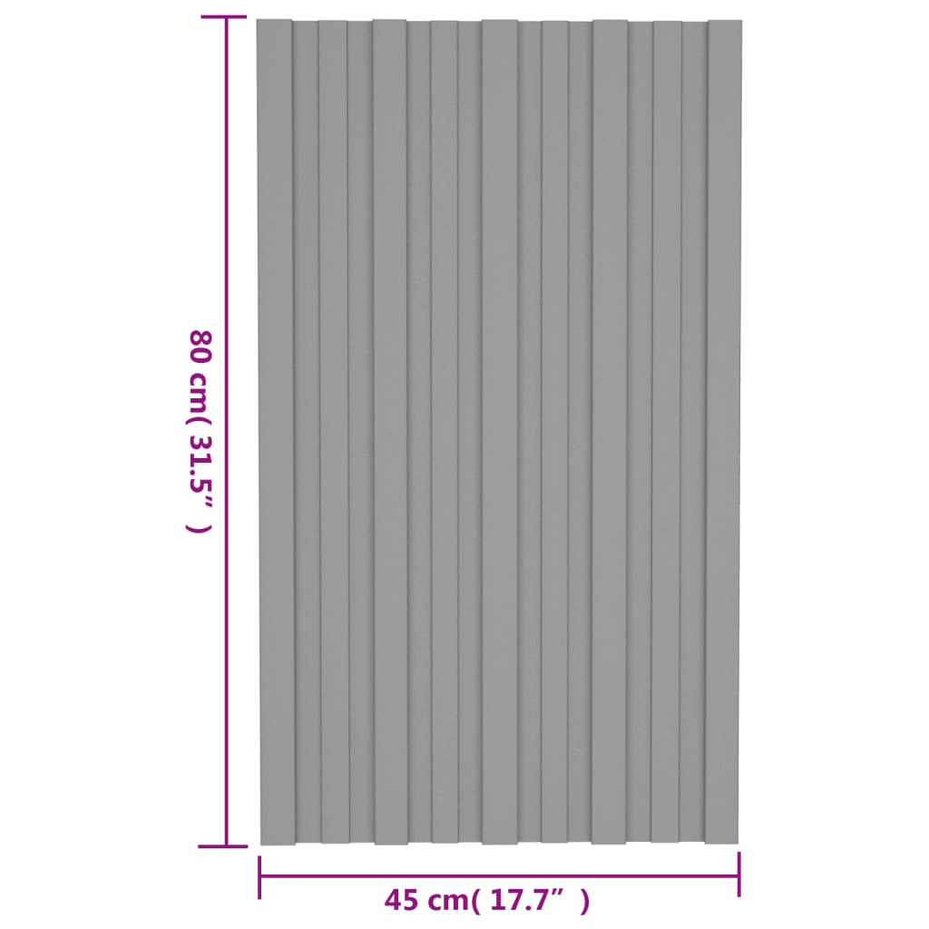 Panouri pentru acoperiș, 12 buc., gri, 80x45cm, oțel galvanizat