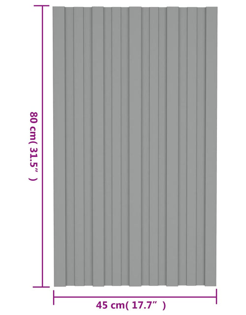 Загрузите изображение в средство просмотра галереи, Panouri pentru acoperiș, 36 buc., gri, 80x45cm, oțel galvanizat
