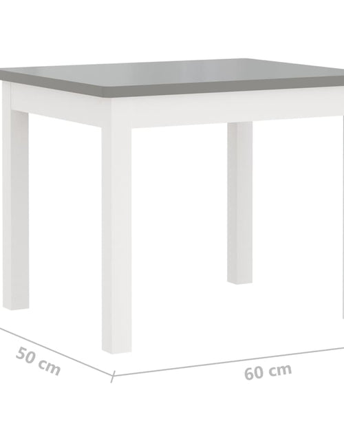 Încărcați imaginea în vizualizatorul Galerie, Set masă&amp;scaun pentru copii, 3 piese, alb și gri, MDF
