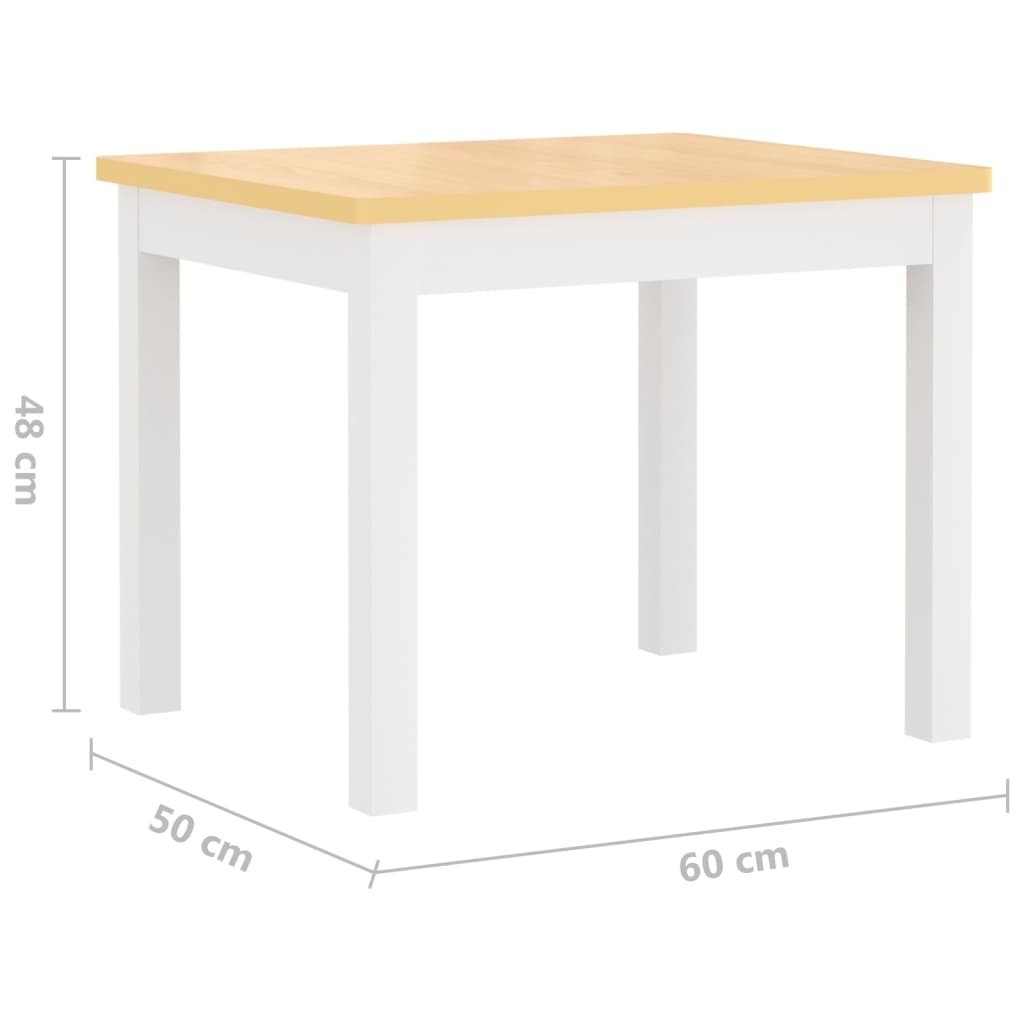 Set masă&scaune pentru copii, 4 piese, alb și bej, MDF