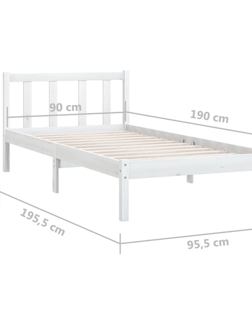 Загрузите изображение в средство просмотра галереи, Cadru de pat single, alb, 90x190 cm, lemn masiv de pin
