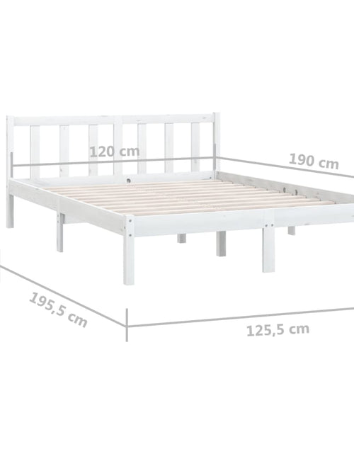 Загрузите изображение в средство просмотра галереи, Cadru de pat mic dublu, alb, 120x190 cm, lemn masiv de pin
