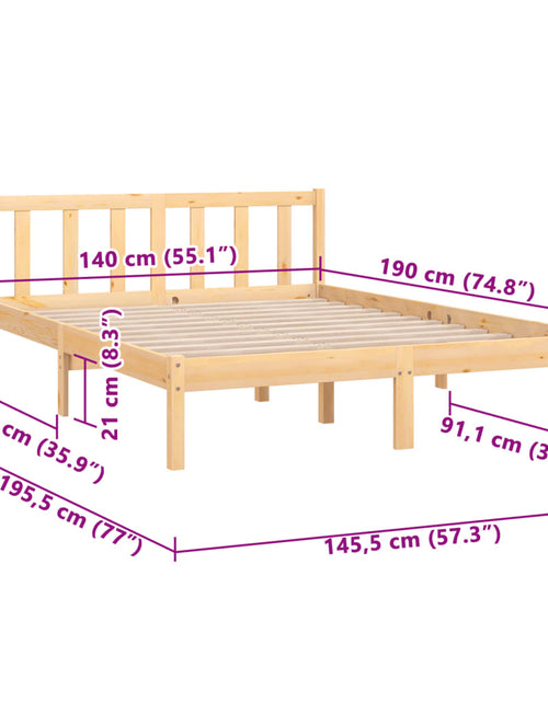 Încărcați imaginea în vizualizatorul Galerie, Cadru de pat, 140x190 cm, lemn masiv de pin
