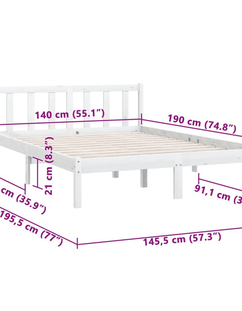 Загрузите изображение в средство просмотра галереи, Cadru de pat, alb, 140x190 cm, lemn de pin masiv
