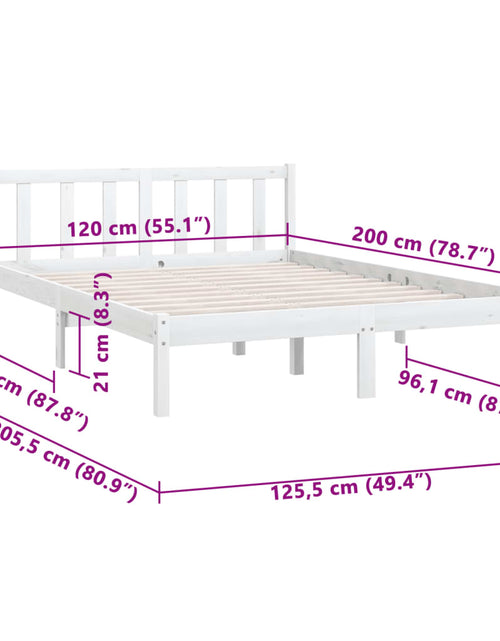 Загрузите изображение в средство просмотра галереи, Cadru de pat, alb, 120x200 cm, lemn masiv de pin
