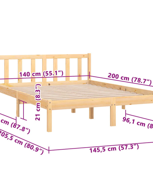 Încărcați imaginea în vizualizatorul Galerie, Cadru de pat, 140x200 cm, lemn masiv de pin
