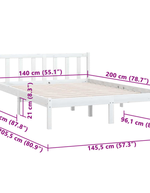 Загрузите изображение в средство просмотра галереи, Cadru de pat, alb, 140x200 cm, lemn masiv de pin
