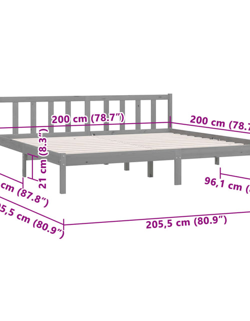 Загрузите изображение в средство просмотра галереи, Cadru de pat, gri, 200x200 cm, lemn masiv de pin
