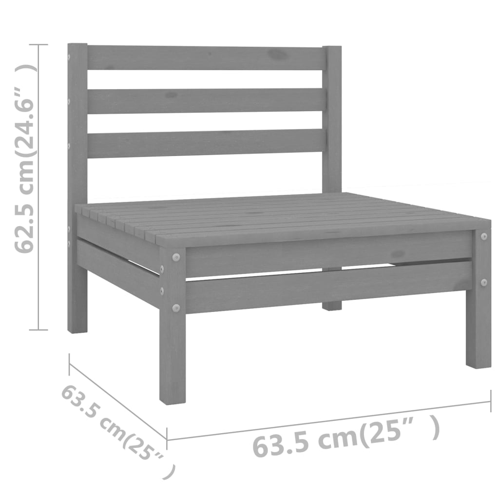 Set mobilier de grădină, 7 piese, gri, lemn masiv de pin