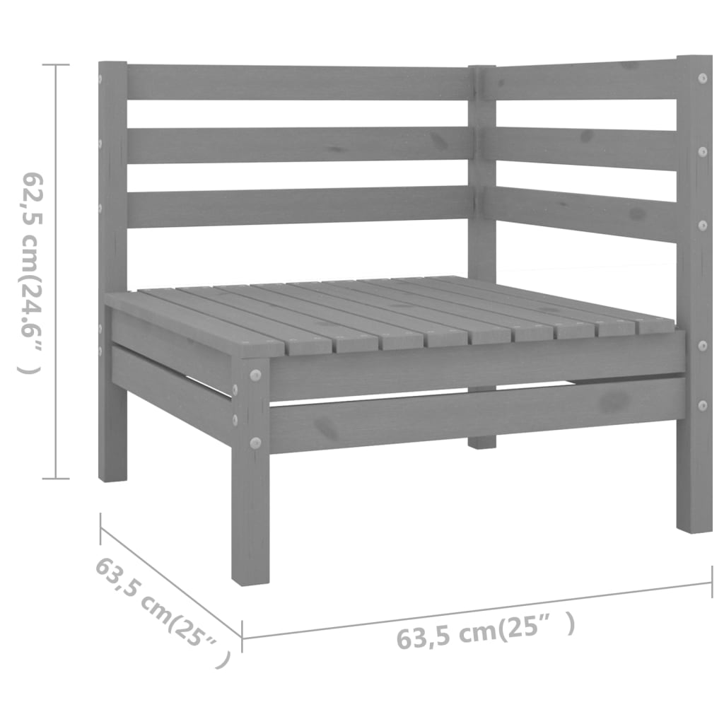 Set mobilier de grădină, 4 piese, gri, lemn masiv de pin