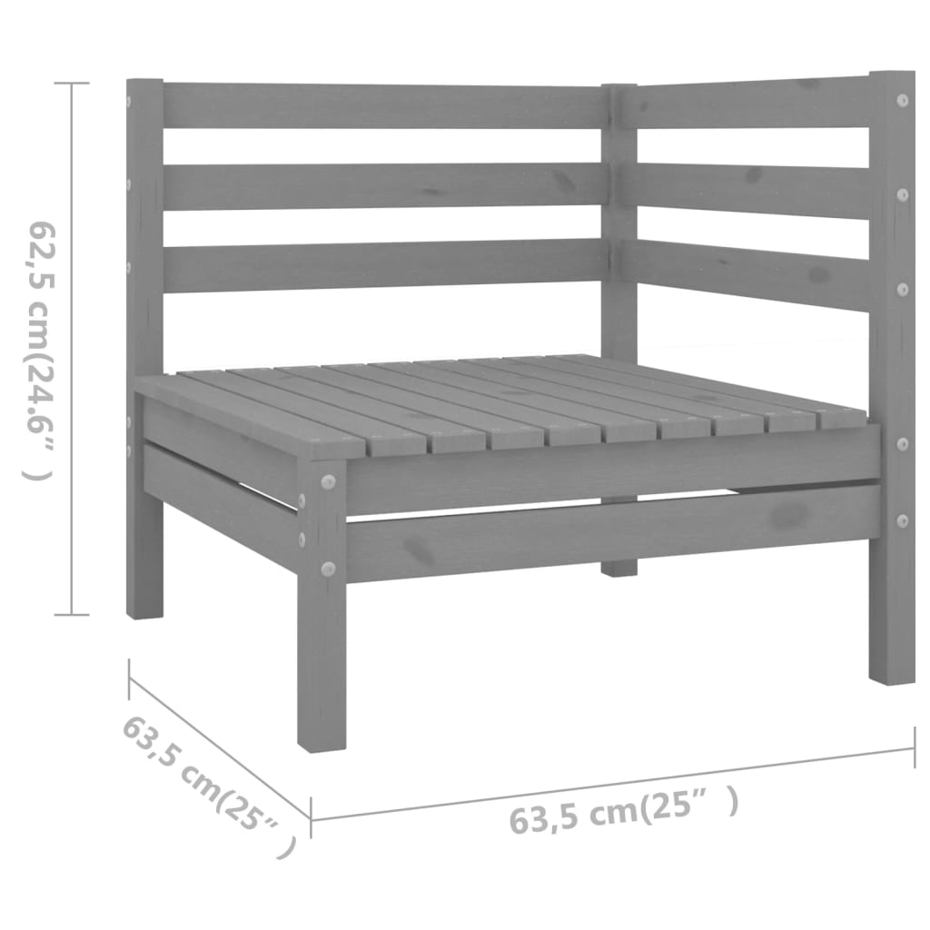 Set mobilier de grădină, 7 piese, gri, lemn masiv de pin