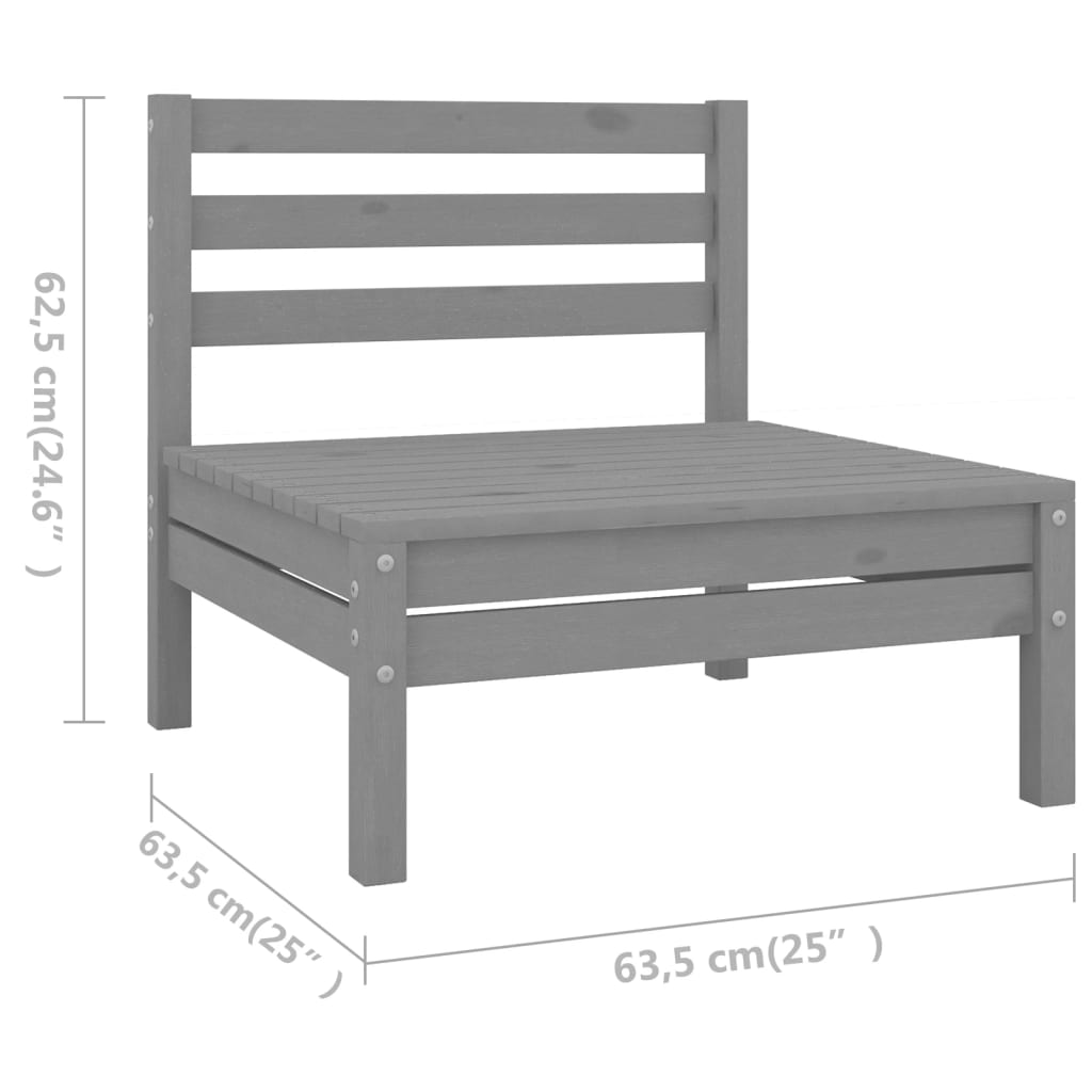 Set mobilier de grădină, 5 piese, gri, lemn masiv de pin