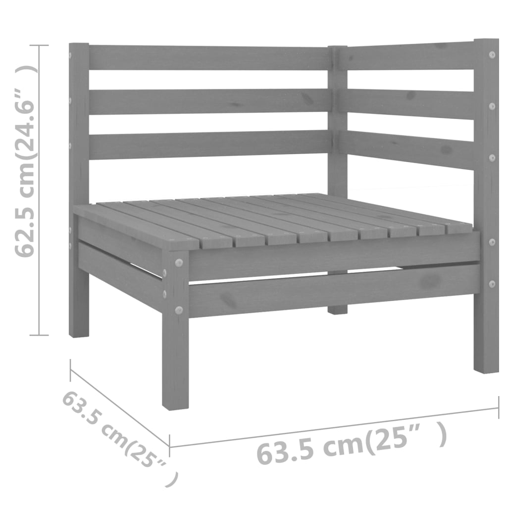 Set mobilier de grădină, 10 piese, gri, lemn masiv de pin