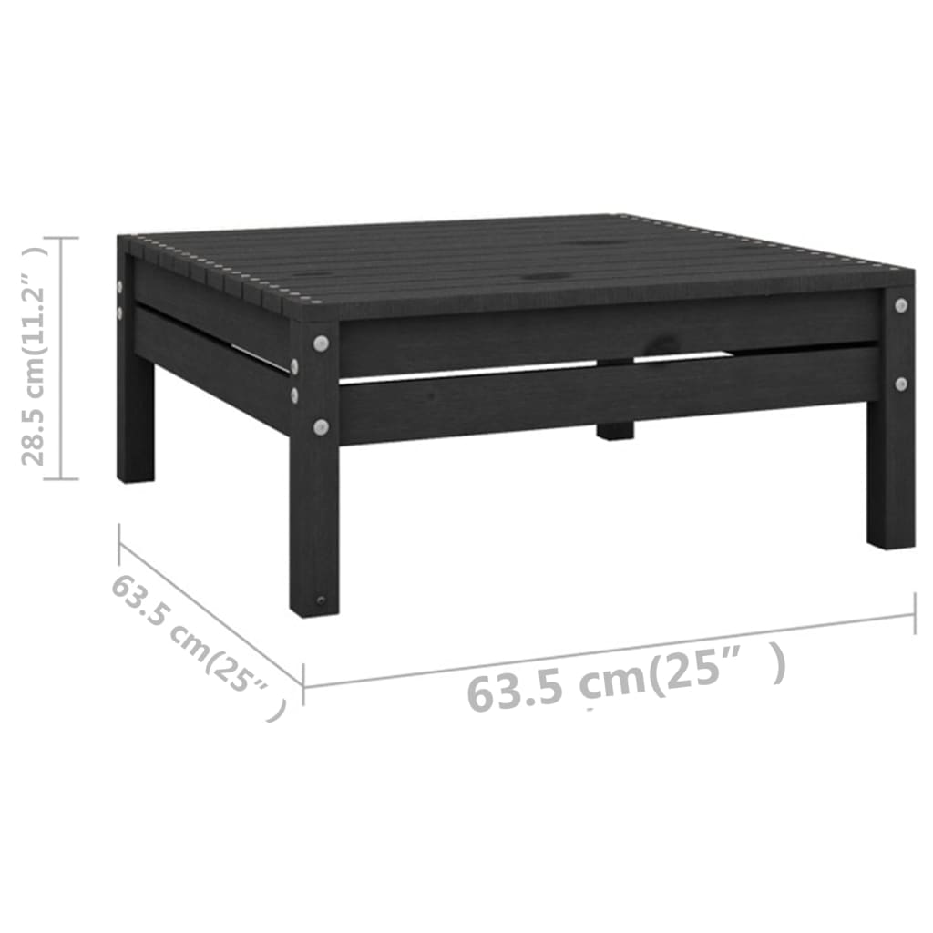 Set mobilier de grădină, 12 piese, negru, lemn masiv de pin - Lando