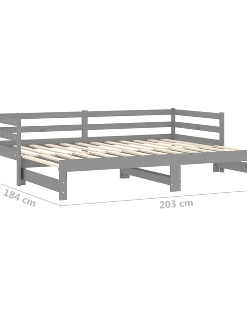 Загрузите изображение в средство просмотра галереи, Pat extensibil de zi, 2x(90x200) cm, gri, lemn masiv de pin
