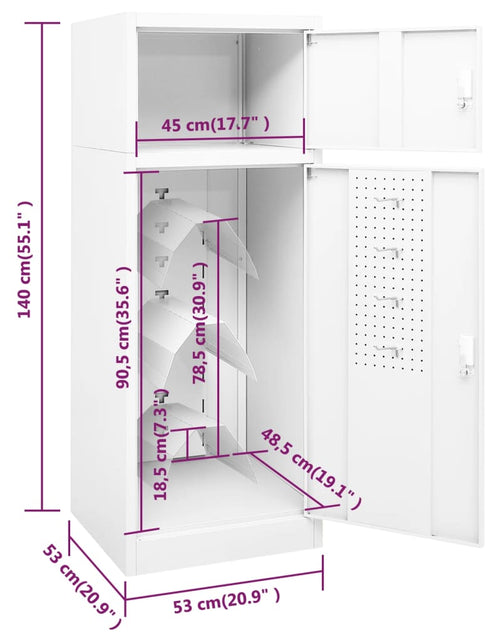 Încărcați imaginea în vizualizatorul Galerie, Dulap pentru șa, alb, 53x53x140 cm, oțel
