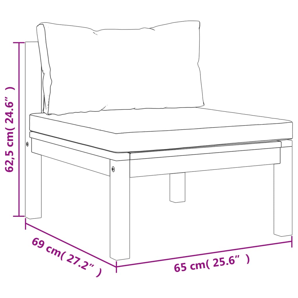 Set mobilier grădină cu perne crem, 6 piese, lemn masiv acacia