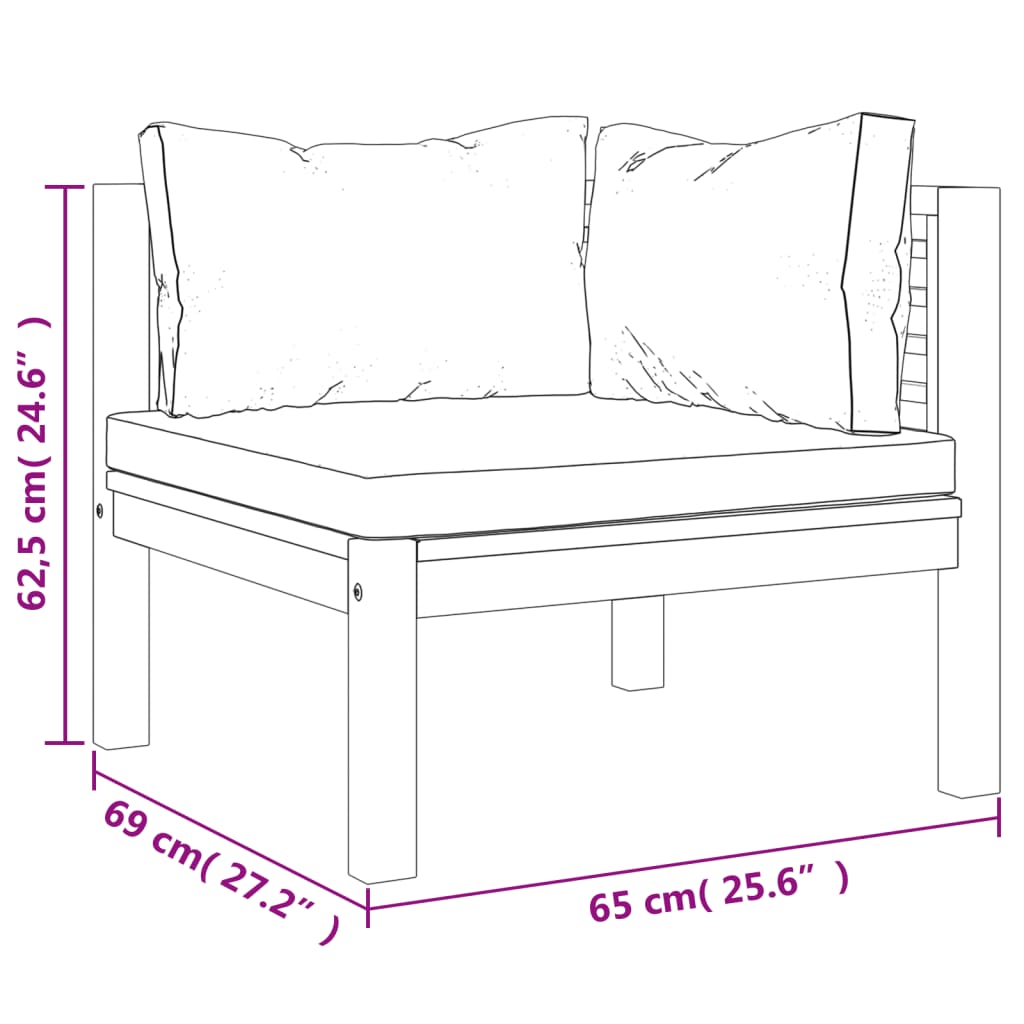 Set mobilier grădină cu perne crem, 8 piese, lemn masiv acacia