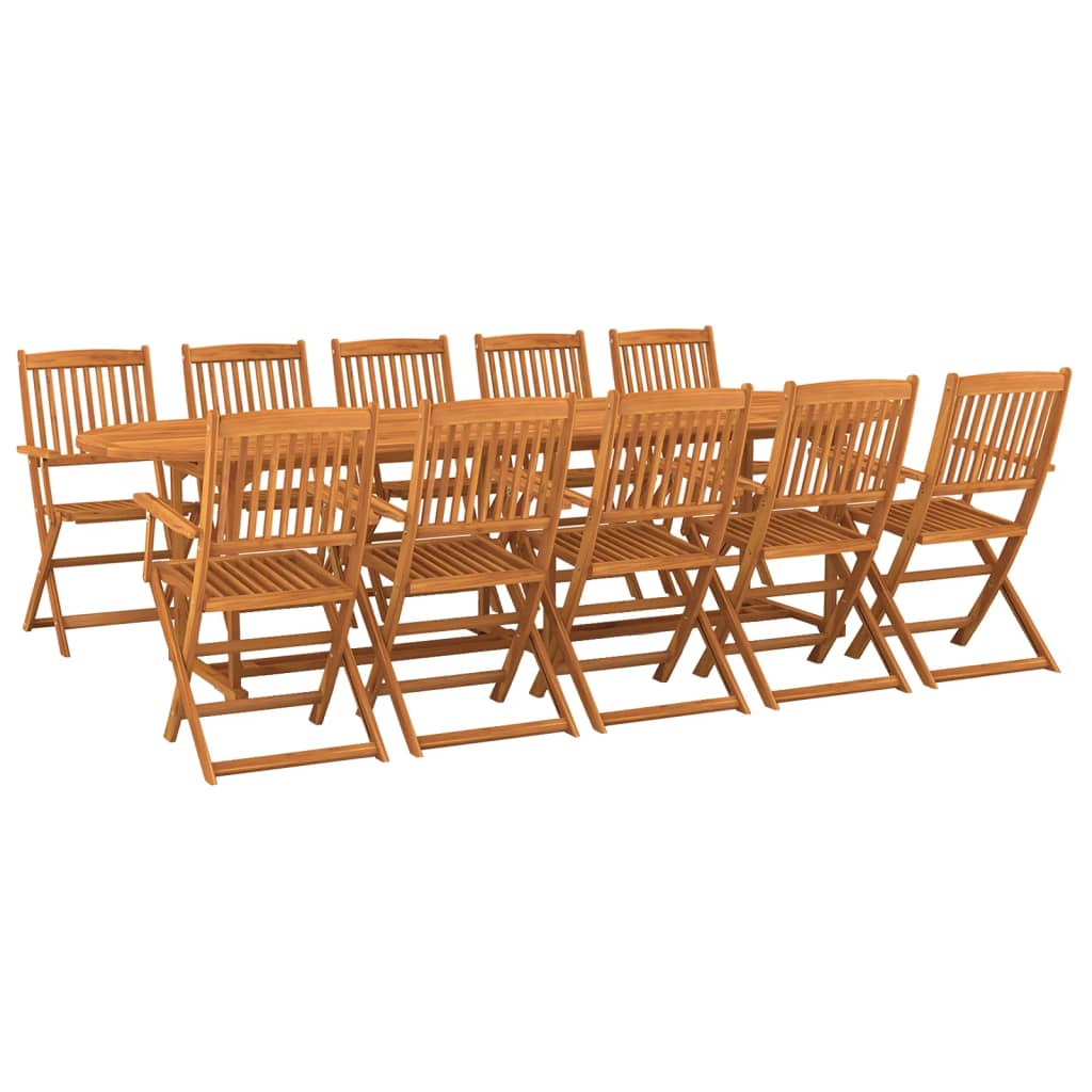 Set mobilier de grădină 11 piese 280x90x75cm, lemn masiv acacia