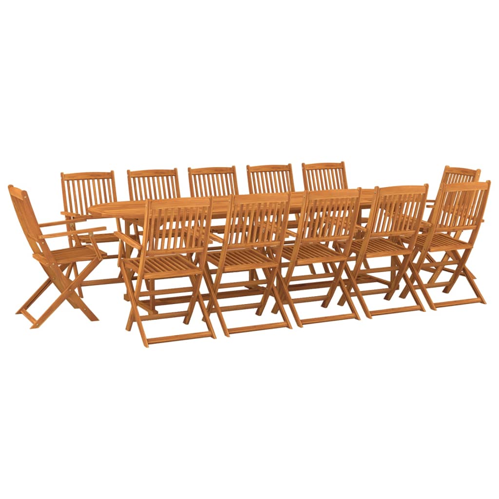 Set mobilier de grădină 13 piese 280x90x75cm, lemn masiv acacia