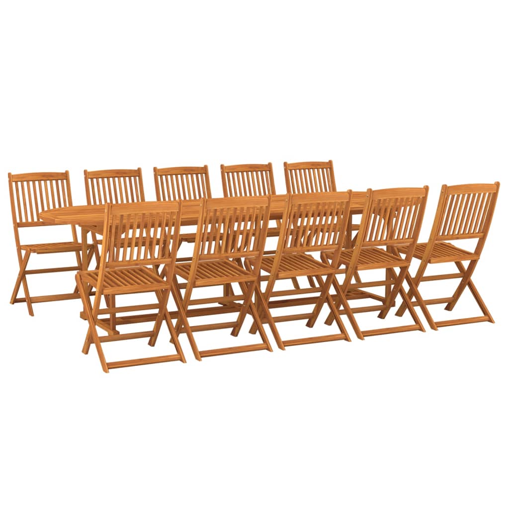 Set mobilier de grădină 11 piese 280x90x75cm, lemn masiv acacia