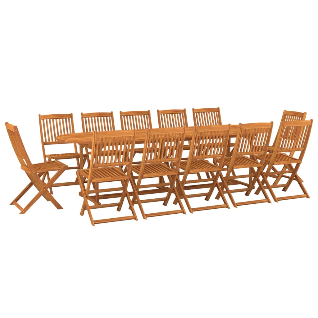 Set mobilier de grădină 13 piese 280x90x75cm, lemn masiv acacia