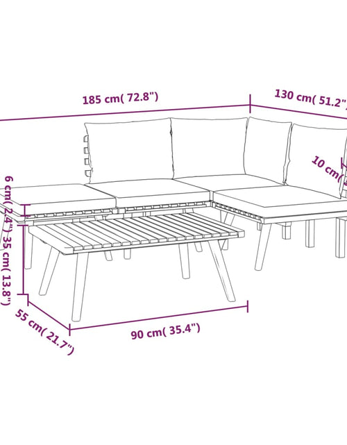 Încărcați imaginea în vizualizatorul Galerie, Set mobilier de grădină cu perne, 5 piese, lemn masiv acacia - Lando
