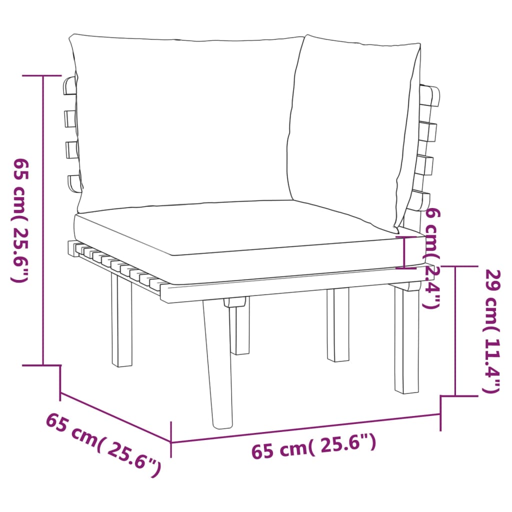 Set mobilier de grădină cu perne, 6 piese, lemn masiv acacia - Lando