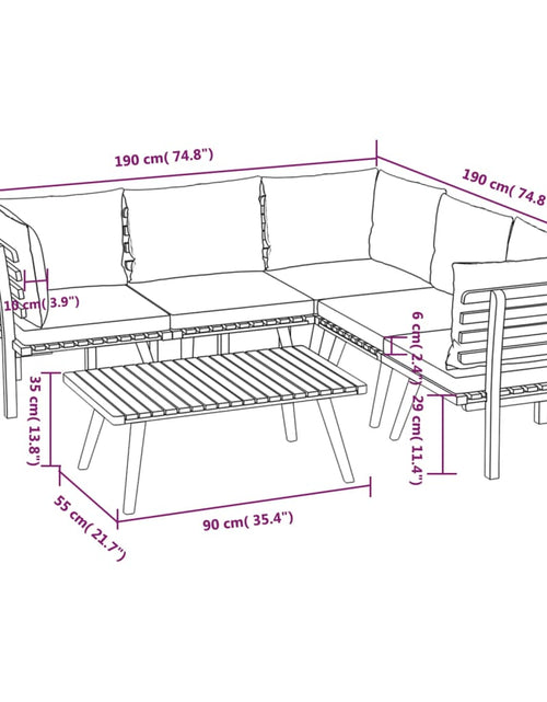 Încărcați imaginea în vizualizatorul Galerie, Set mobilier de grădină cu perne, 6 piese, lemn masiv acacia - Lando

