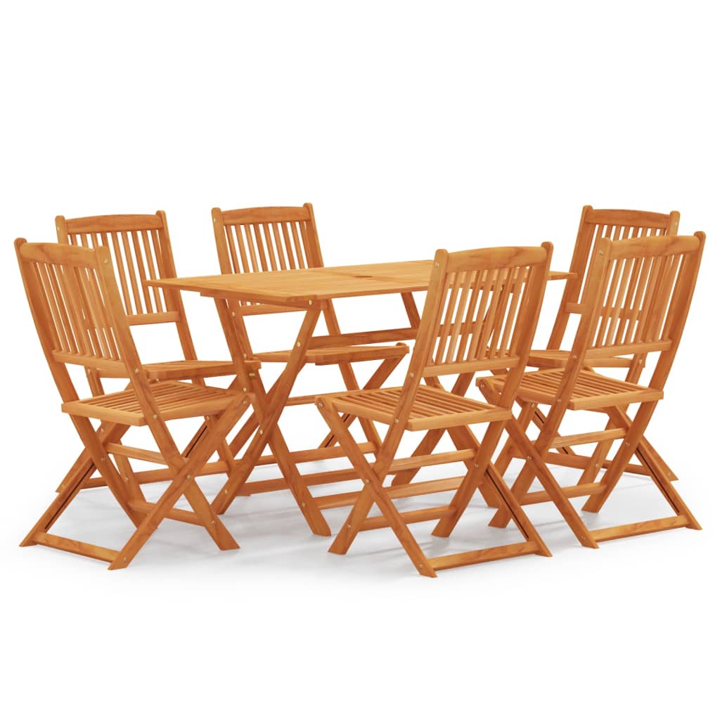 Set mobilier de exterior pliabil, 7 piese, lemn masiv eucalipt