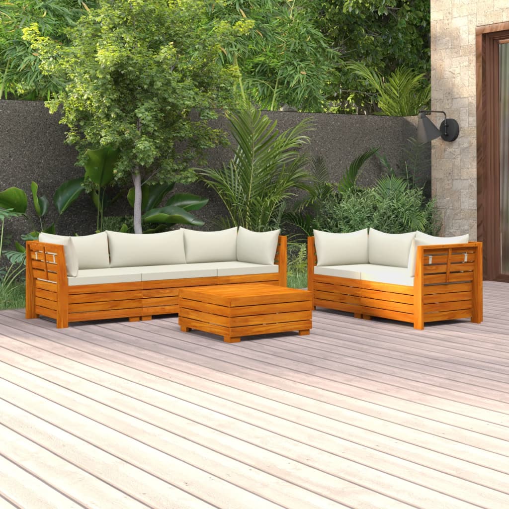 Set mobilier grădină cu perne, 6 piese, lemn masiv acacia - Lando