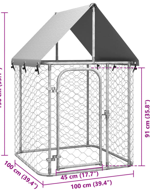 Încărcați imaginea în vizualizatorul Galerie, Padoc pentru câini de exterior, cu acoperiș, 100x100x150 cm
