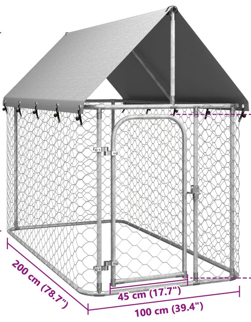 Încărcați imaginea în vizualizatorul Galerie, Padoc pentru câini de exterior, cu acoperiș, 200x100x150 cm
