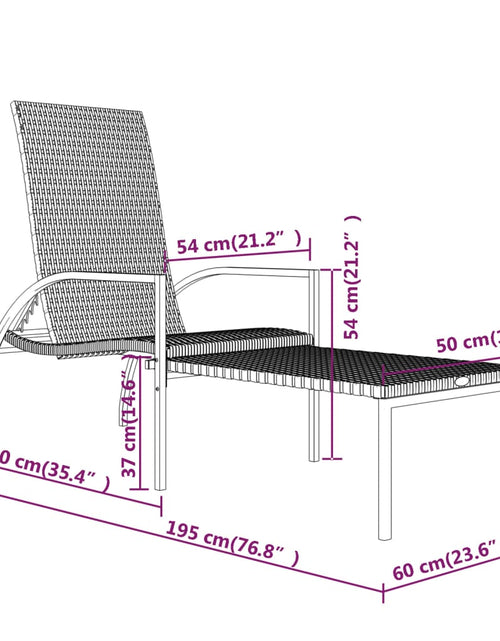 Încărcați imaginea în vizualizatorul Galerie, Șezlong cu suport de picioare, maro, poliratan
