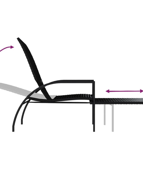 Загрузите изображение в средство просмотра галереи, Șezlonguri cu suport de picioare, 2 buc., negru, poliratan
